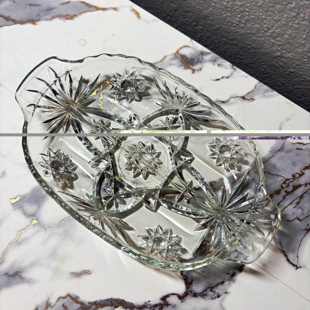 Imperial Glass Amelia Star Medallion No 671 EAPG Celery Relish Dish Clear 10.75"